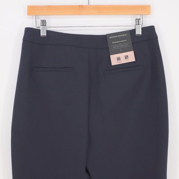 NWT BANANA REPUBLIC High-Rise Crop Flare Pant with Stretch Navy Size 6 - Picture 6 of 10